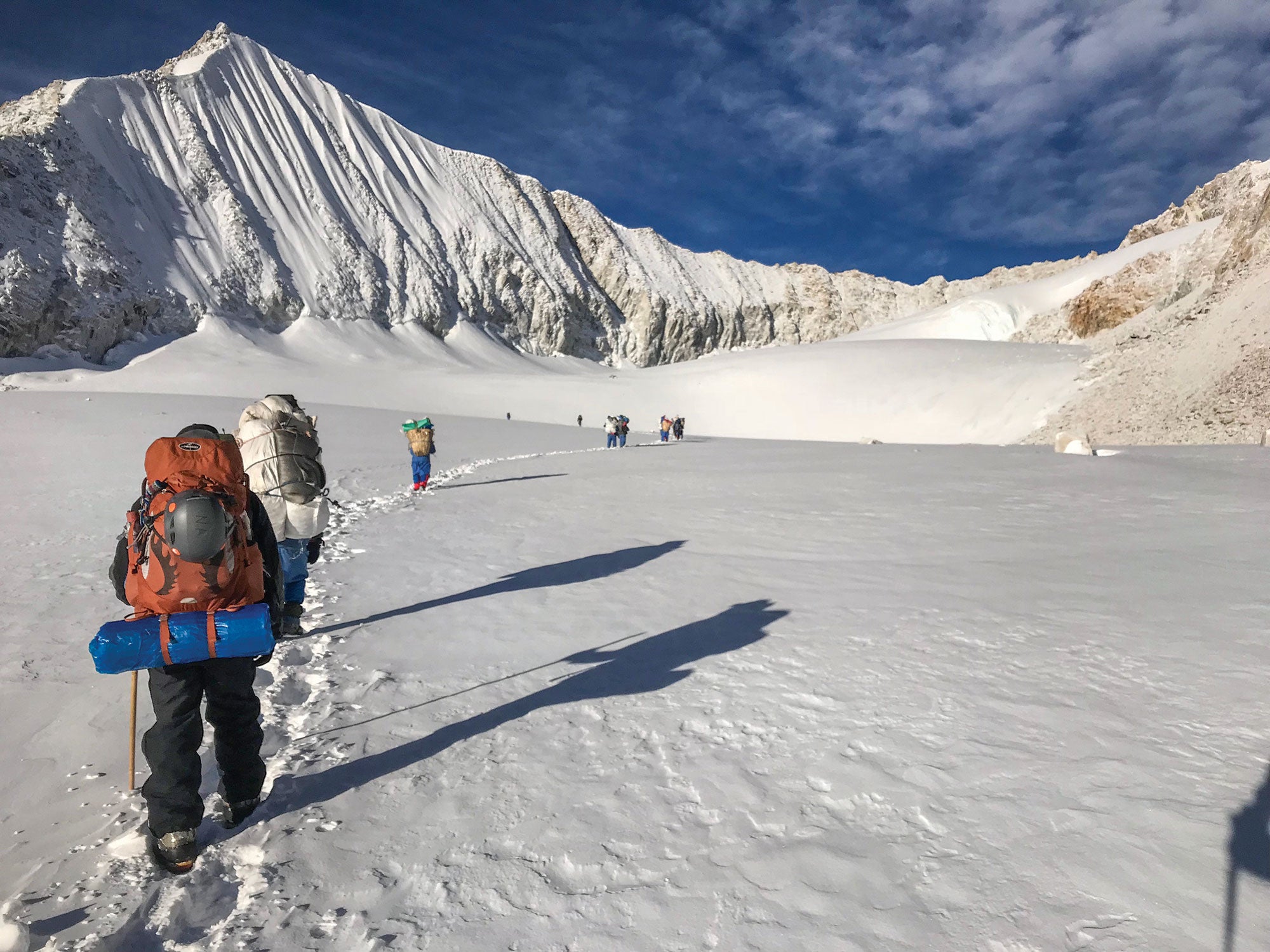 Forrest Jillson walks the fine line of Cameron Ridge before dropping his line back to the glacial valley below.