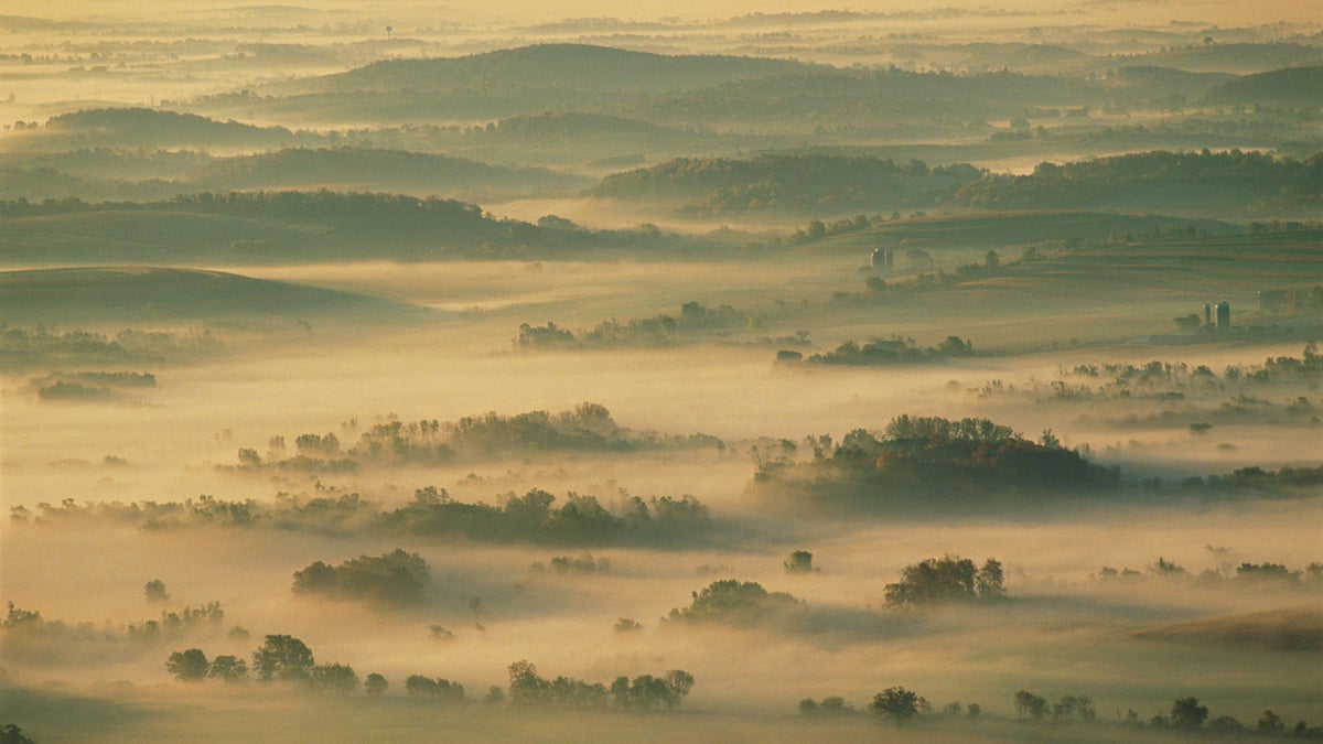 Fog-covered farmland in Kettle Moraine State Forest.
