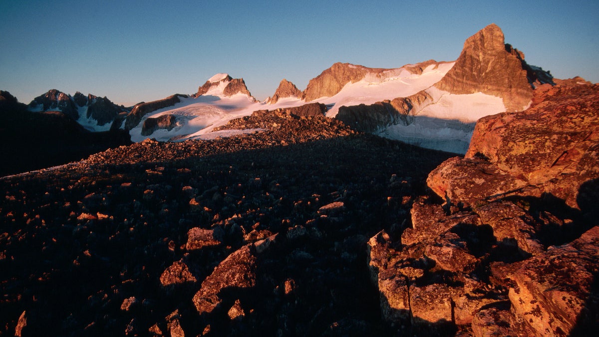 Glaciers rest on Gannett Peak, Wyoming's highest point. Wind River Range, The Rocky Mountains, USA.