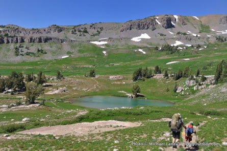Sunset-lake-alaska-basin 445 Lanza 37400 Sunset Lake sits on the northern edge of Alaska Basin, a wonderland filled with small pools, granite slabs, and wildflowers.