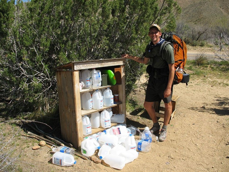 Hiker at cache None