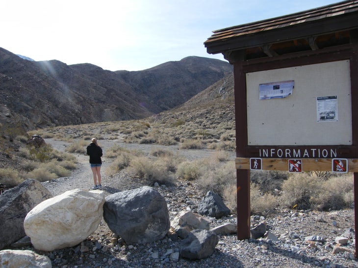 Kiosk at the trail head. None