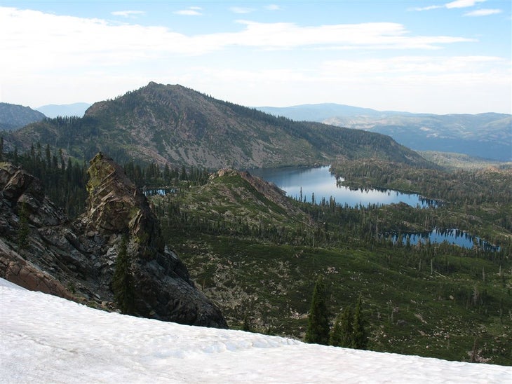 Lake basin and snowfield None