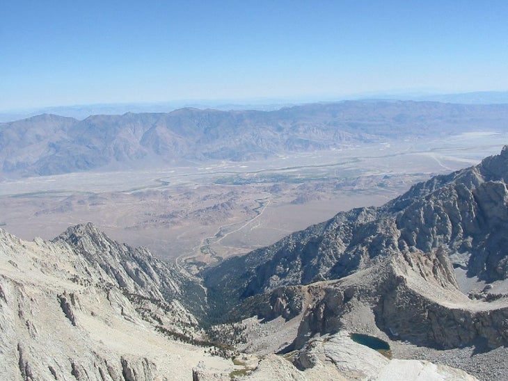 Looking down at Lone Pine from the top None