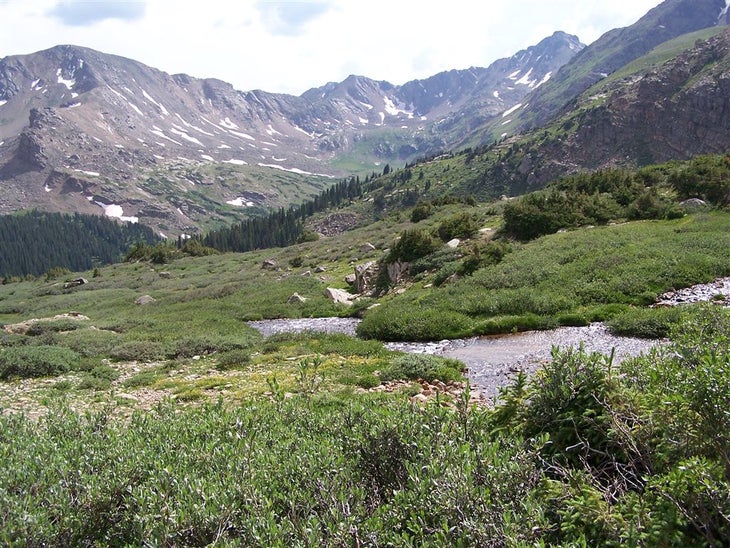 Looking down North Halfmoon drainage at the southwest bowl None