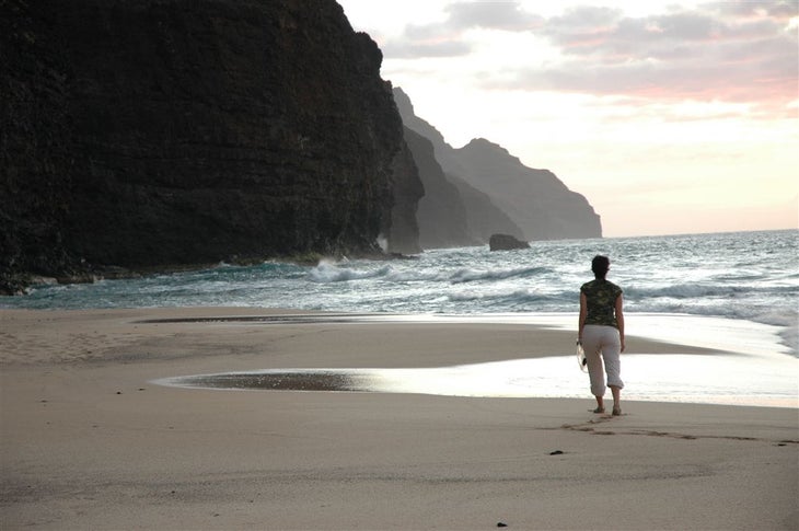 Sunset on Kalalau Beach None