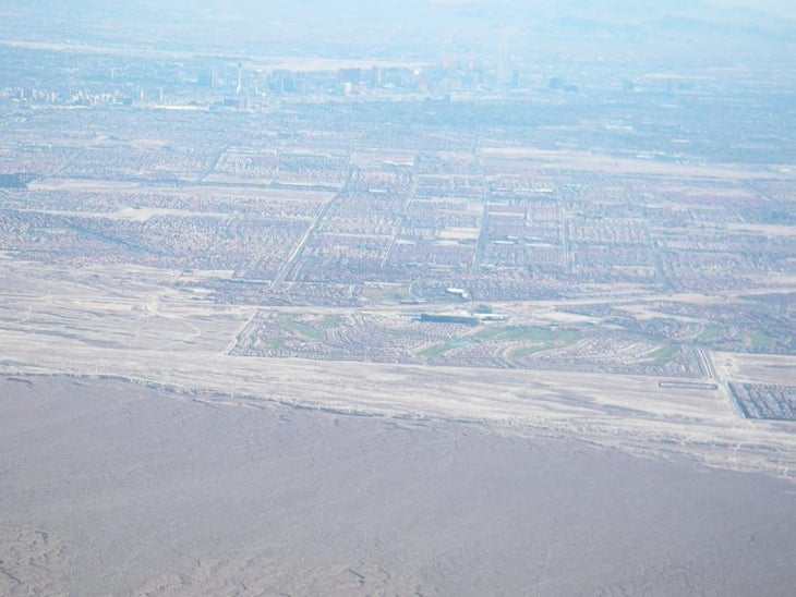 Vegas on an extremely bright and hazy day None