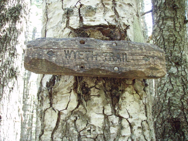 Wyeth trail sign. None