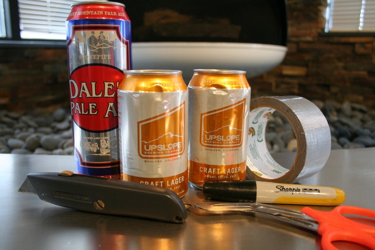 Beer Can Visor: Step 1 1.Gather two standard cans of beer (or one standard and one tallboy—the tallboy is better for maximum sun coverage), duct tape, a knife, and if you…