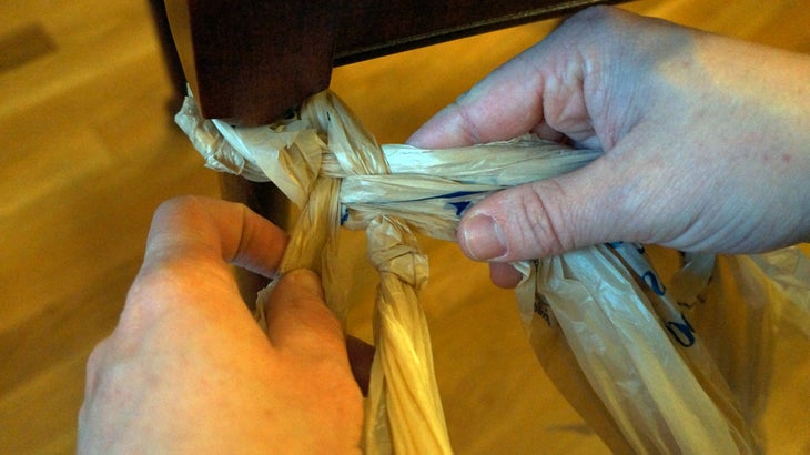Plastic Bags: Step 10 Folks with daughters will find the braiding easy; for others, it’s a bit tricky. The pattern goes like this: