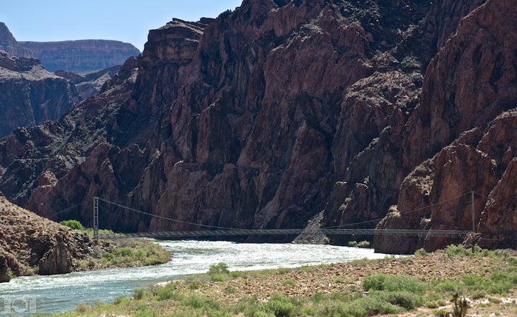 Silver Suspension Bridge The Silver Suspension Bridge over the Colorado River that connects the River Trail with Phantom Ranch on the North Kaibab Trail.