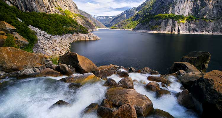 "image of hetch hetchy trail and wapama falls by joe braun"