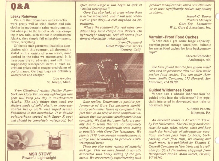 1978: Leaky Rainwear things we don't miss about 1978: shitty rain gear