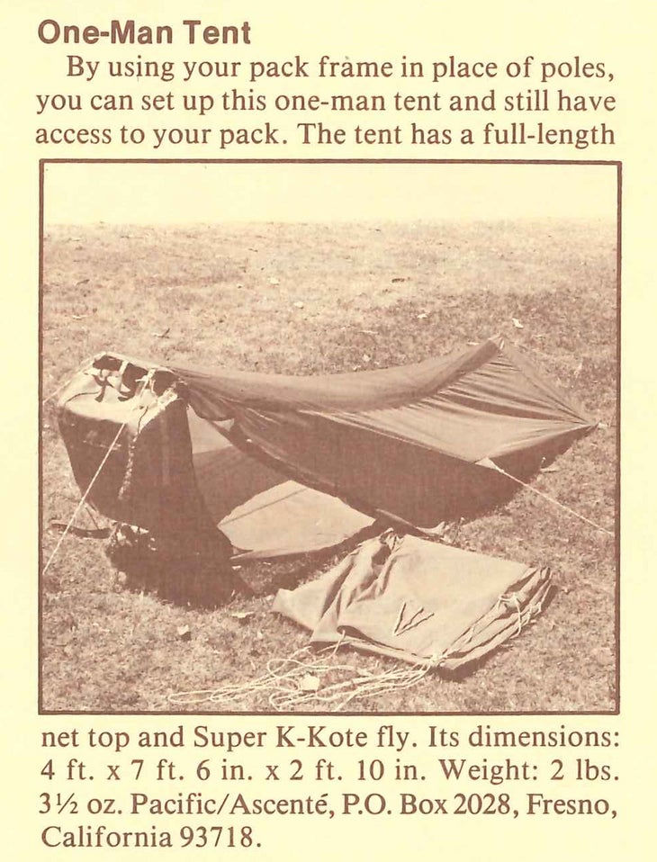 1978: One-Man Tent things we don't miss about 1978: hiker = man