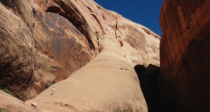 Photo by Greg Child Finding our way between 'Water Under the Rocks' and the larger canyon to the west.