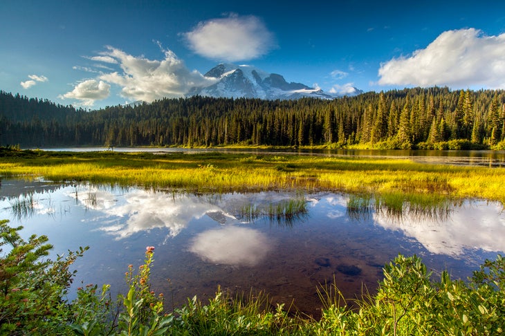 Reflection Lakes, Mt. Rainier NP, WA mountain landscape photos