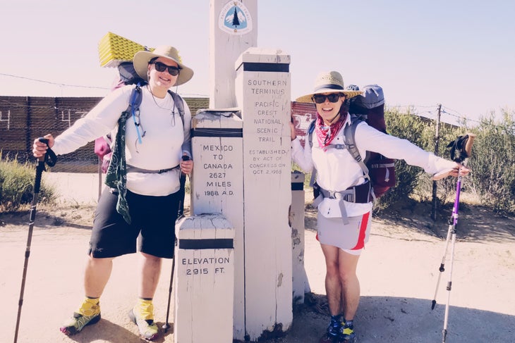 Avry and Arielle take off Arielle and Avry take off on the PCT.