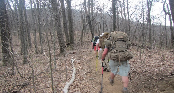 Hikers in line Hikers in line