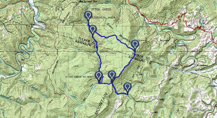 Otter Creek Trail Map Morgantown, Wv: Otter Creek Wilderness