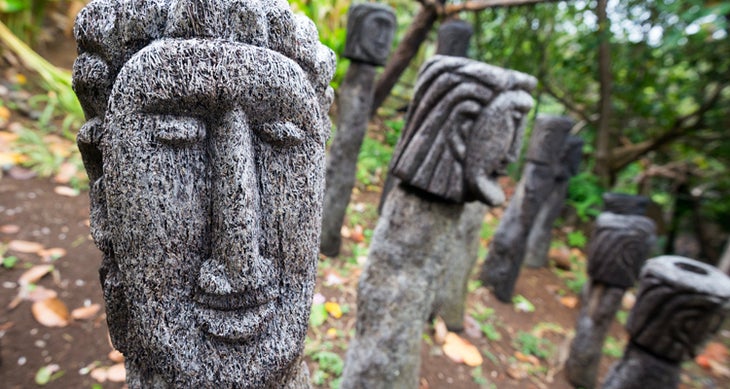 A traditional carving Dominica trail