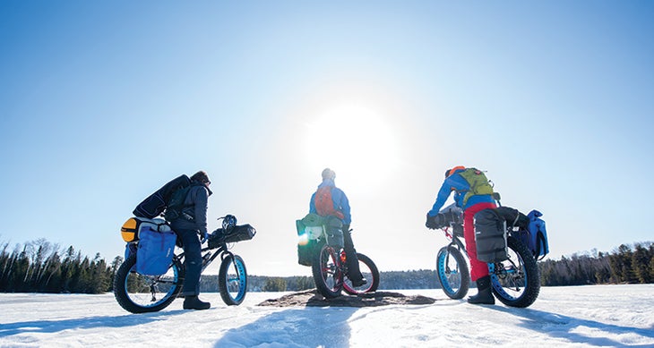 BP0116BUDGET_CavemanCollective_ICEBIKING_3728 The team’s bikes were laden with cold-weather gear.