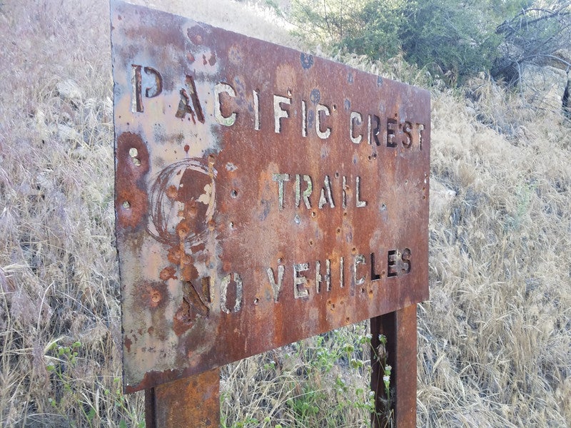 "A sign on the Pacific Crest Trail. (Photo by Amanda Jameson)"
