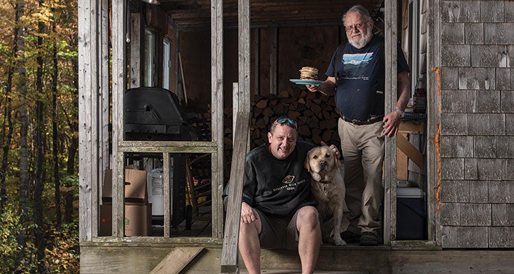 "Birdman (left) and Scout (along with Chasky) took a rare break on October 11, 2016. Photo by Mark Fleming"