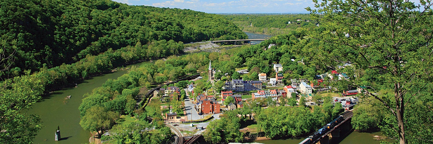 "Take the train to Harpers Ferry to explore the ultragreen green ridges of the AT."