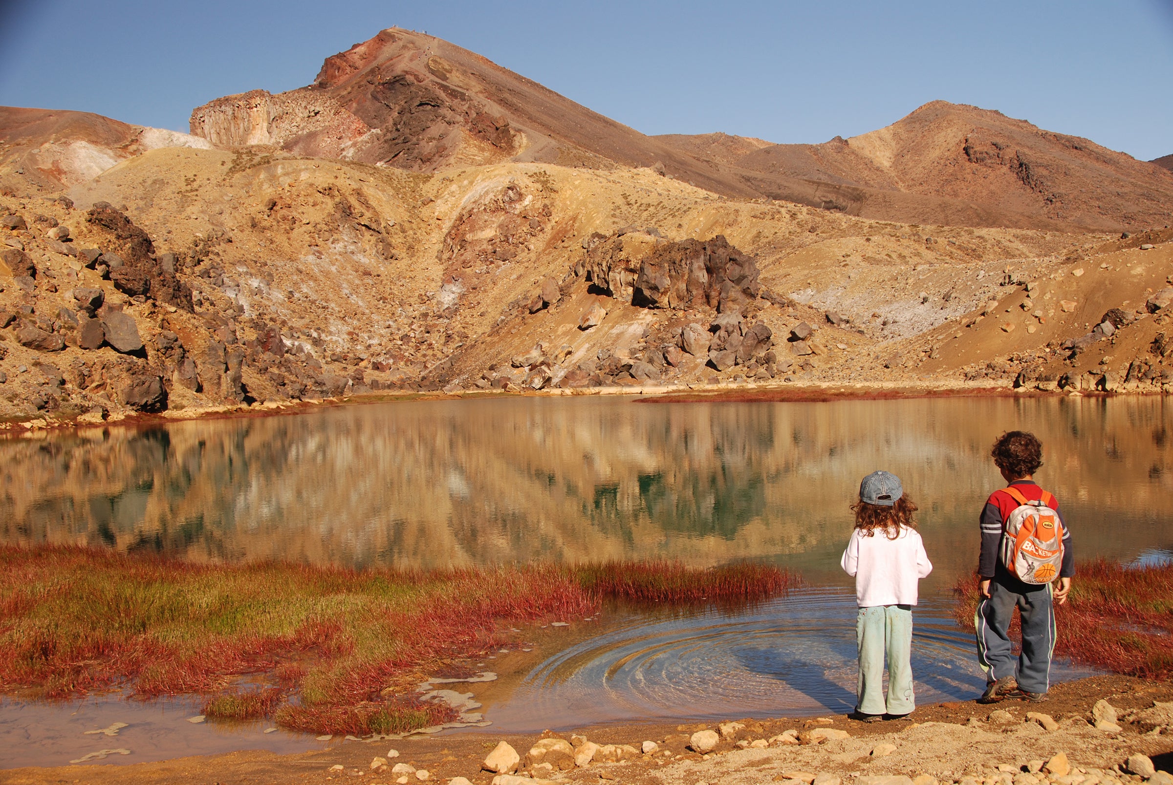 kids at a lake