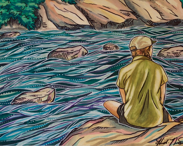 Mandar at Ten Mile River - Heidi Nisbett Painting of Ten Mile River