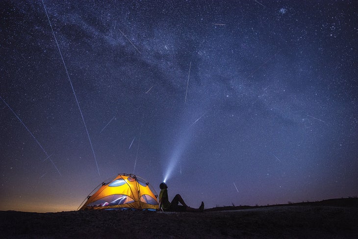 stargazing in a tent