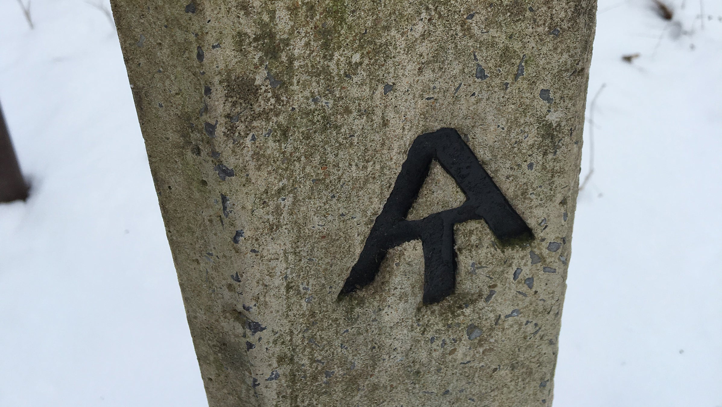 appalachian trail marker in snow