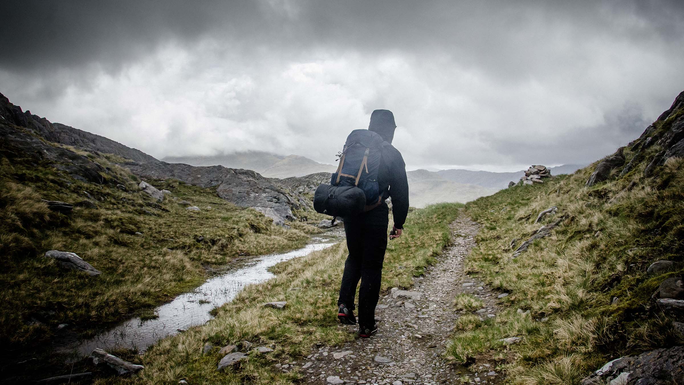 rainy hiker