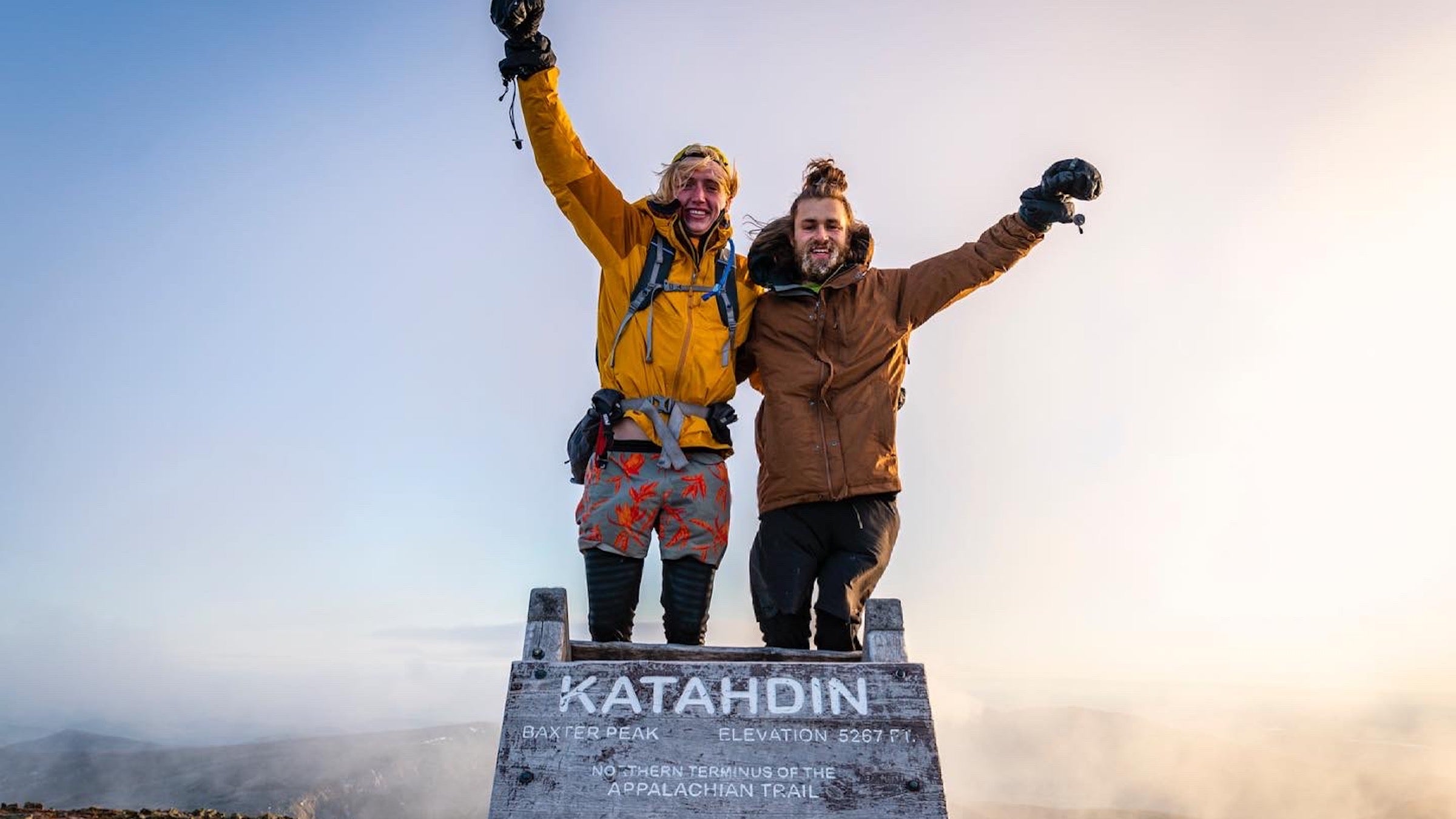 Sammy Potter and Jackson Parell atop Mt. Katahdin
