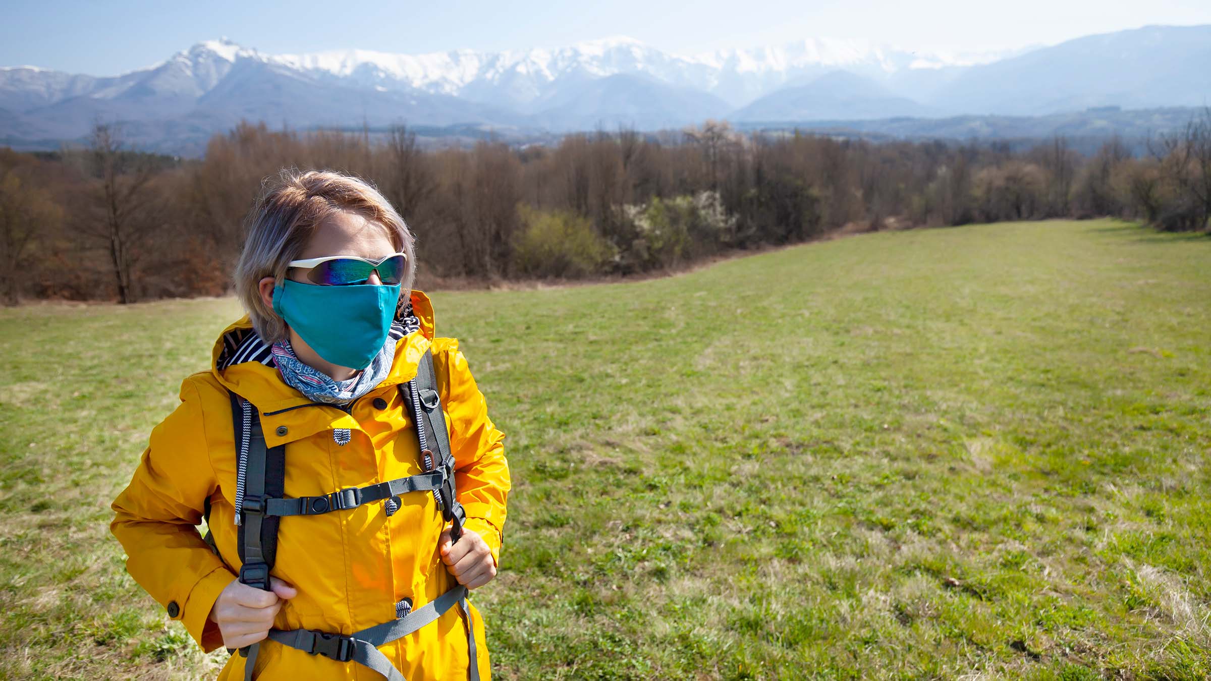 hiker with mask