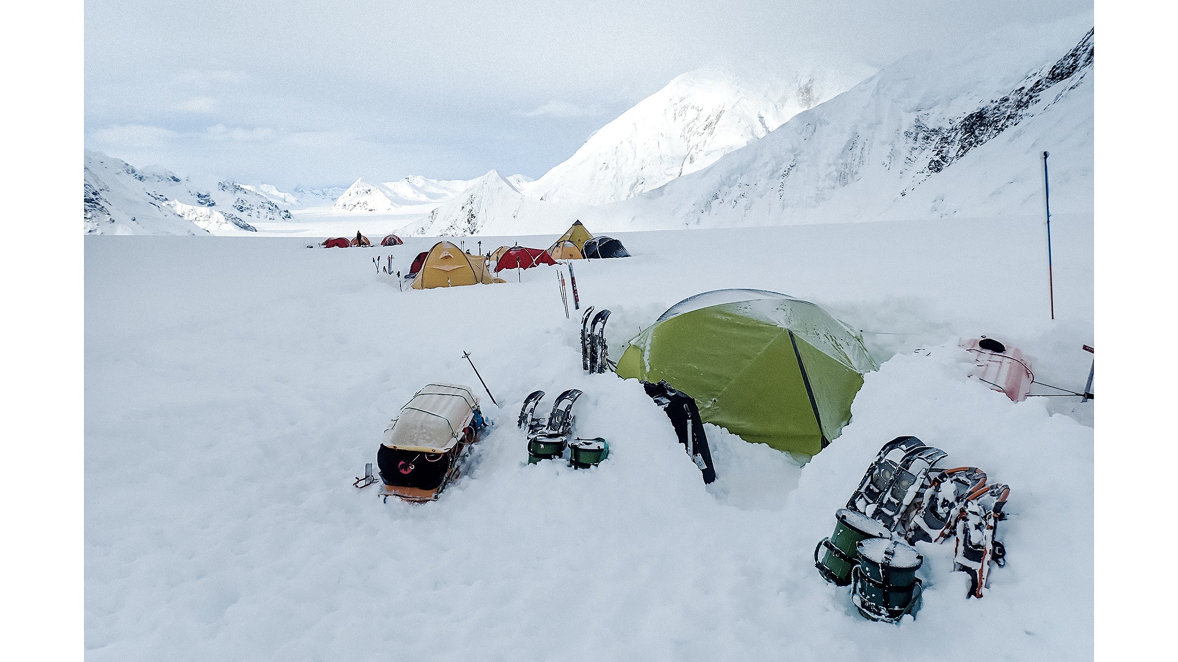 Snow camping in cold weather