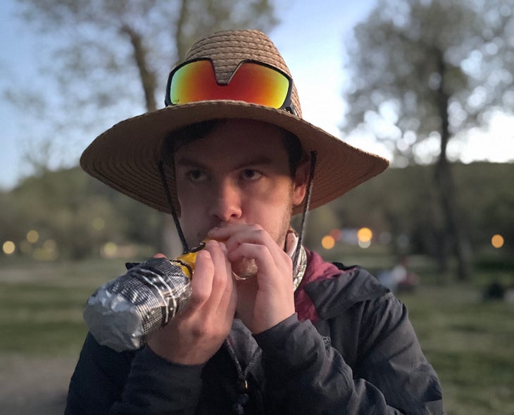 Sean Powers with his blow-up mic