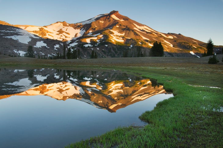 Sunrise on South Sister from Lower Green Lake