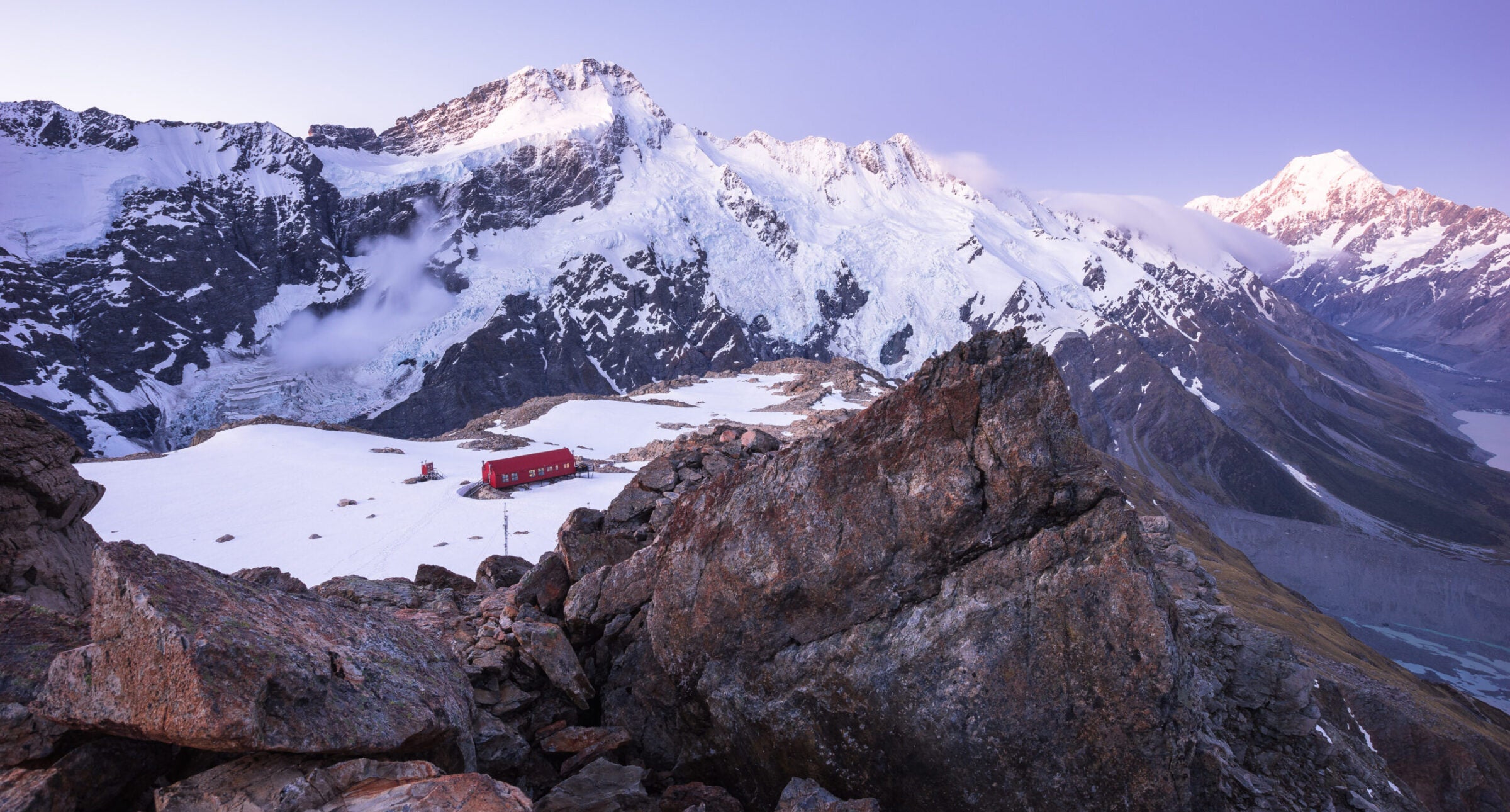 Mueller Hut, Mount Sefton and Aoraki Mount Cook, Main Divide and Sealy Range