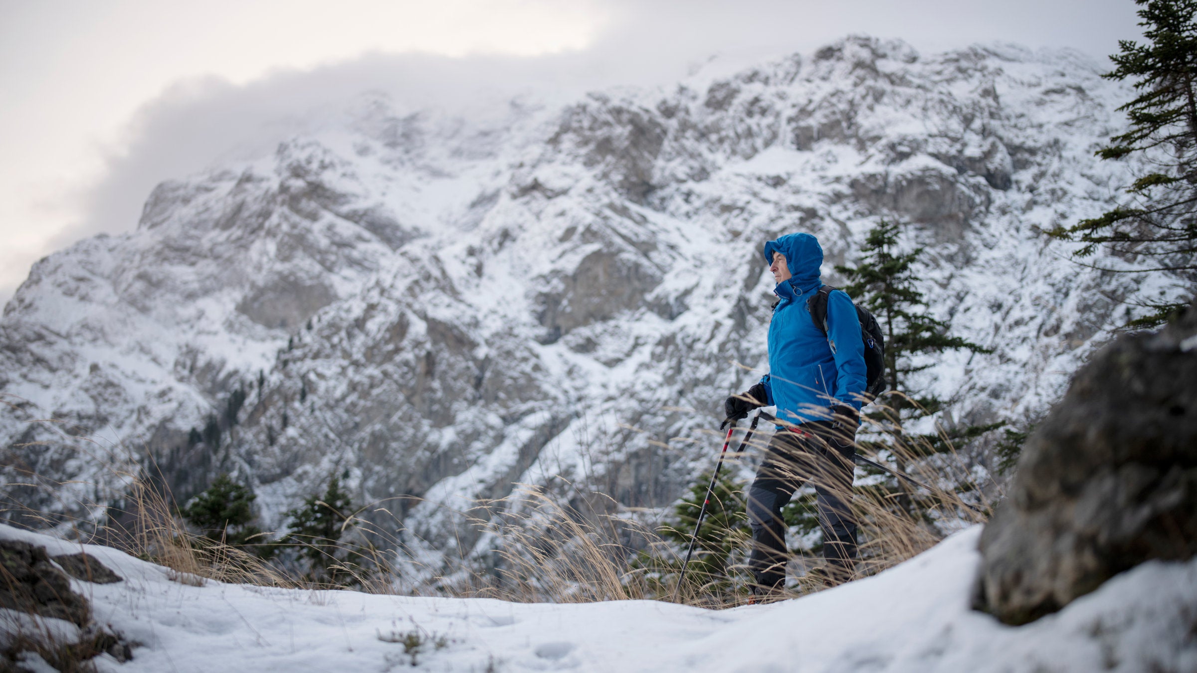 hiker in winter -- wind chill