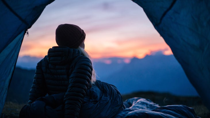 Sunset in a tent