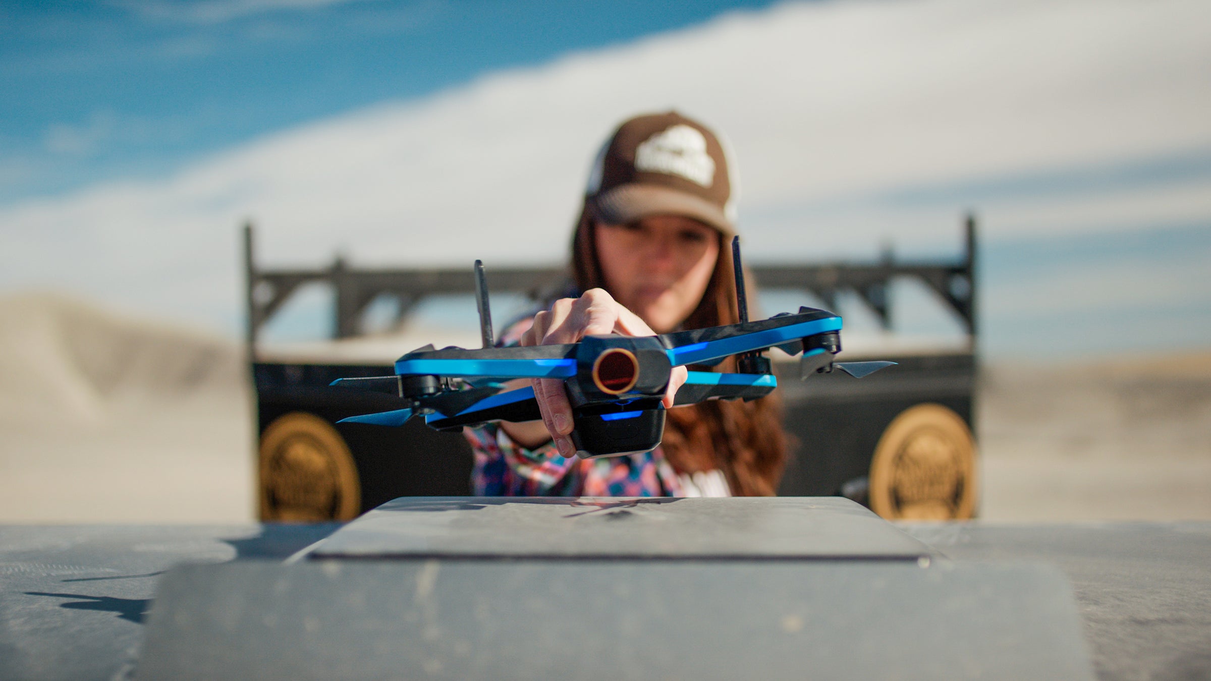 women launching a Skydio 2+