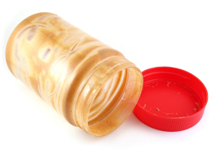 Empty Plastic Peanut Butter Jar