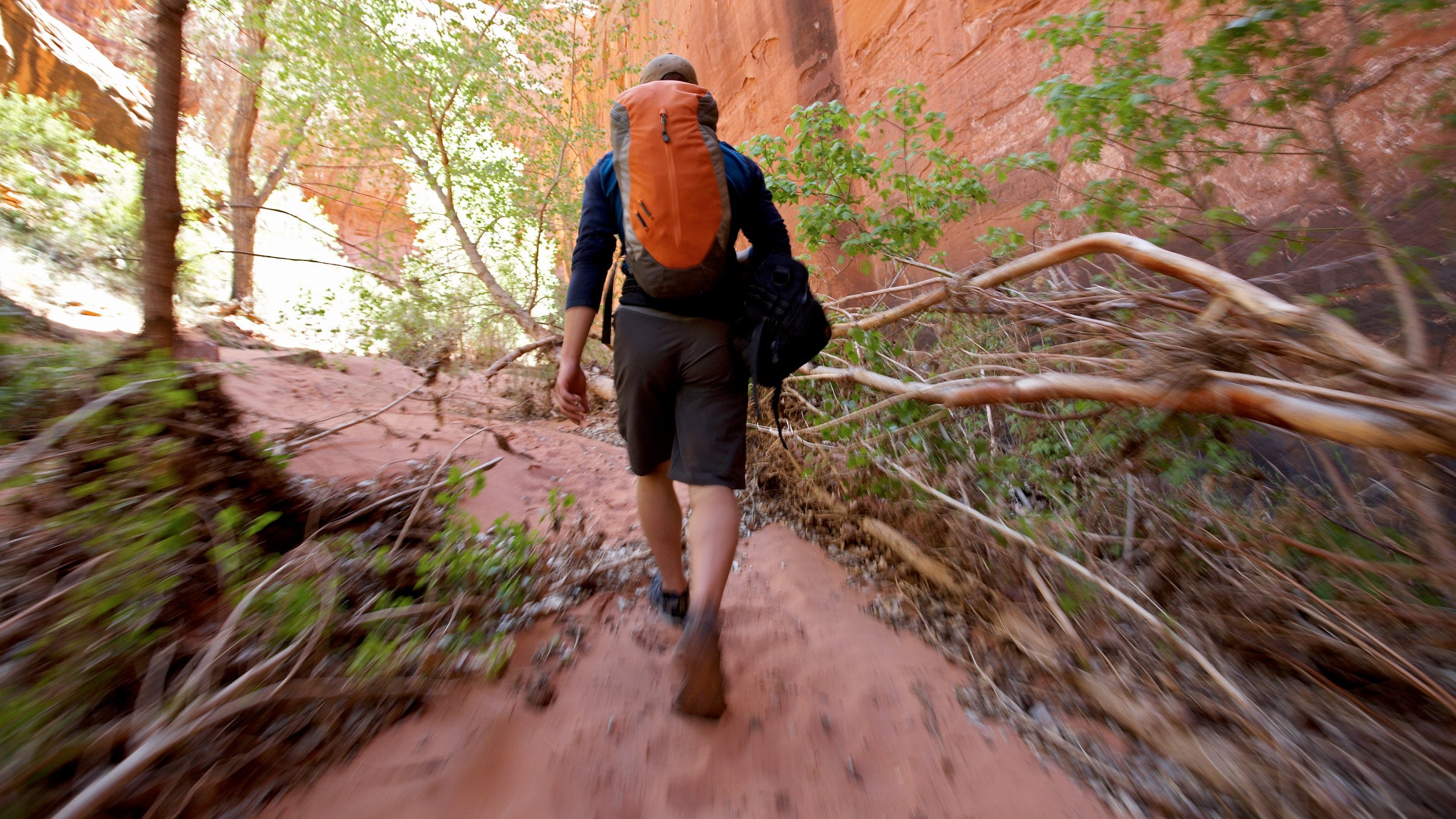hiker in utah canyon