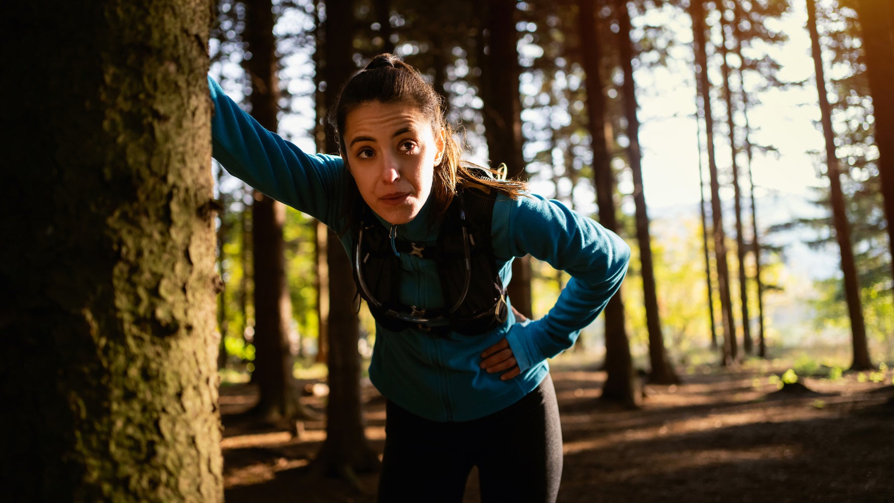 hiker pausing to catch breath