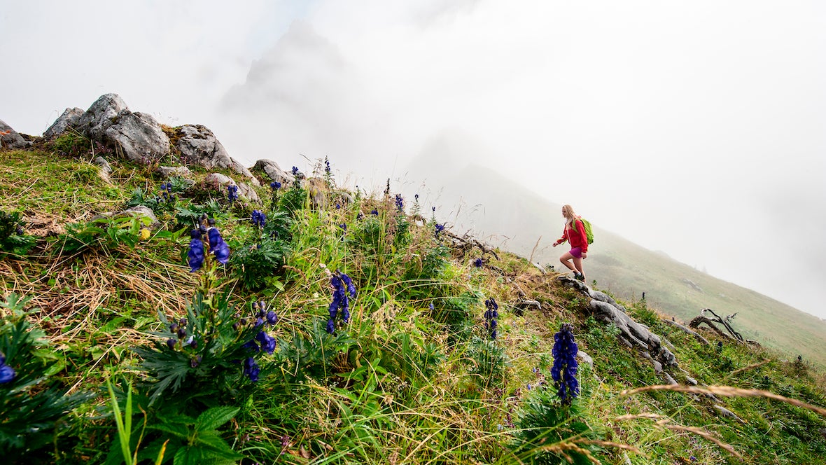 hiking uphill powerfully
