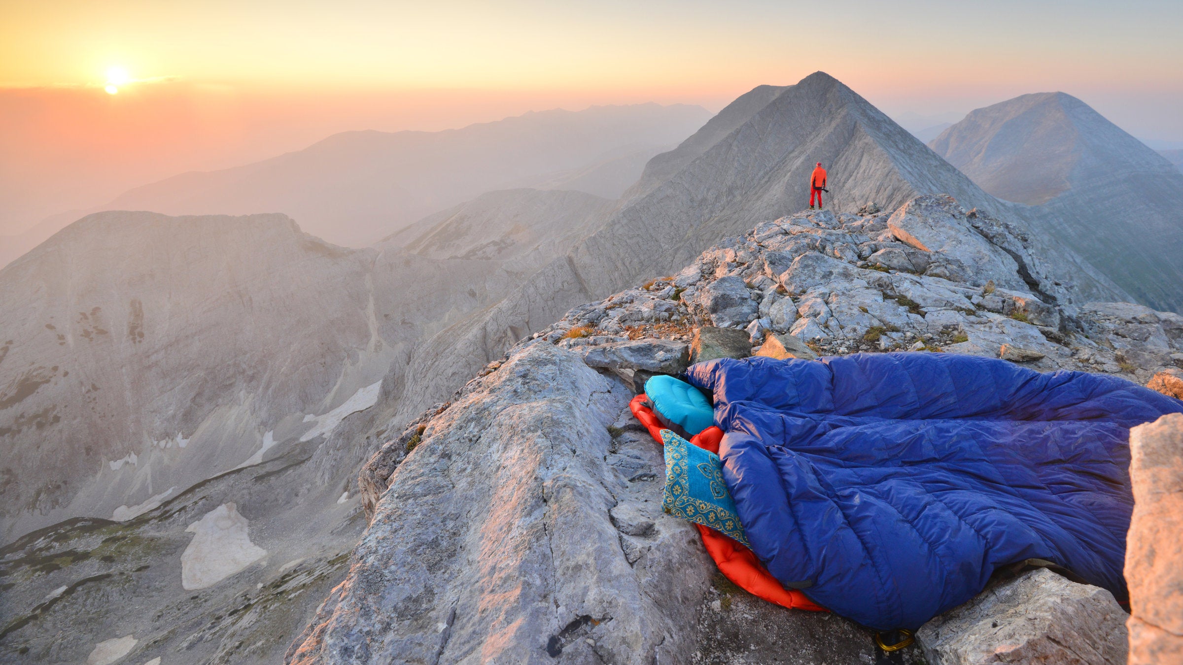 sleeping bags on mountain