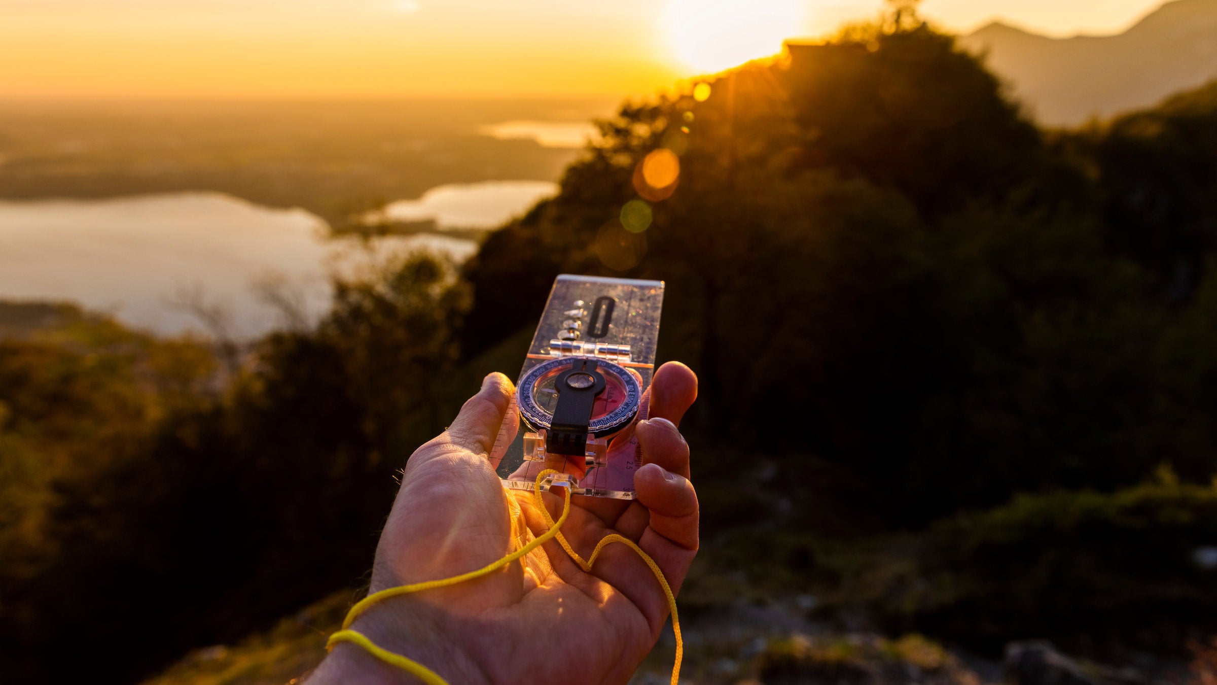hiker with compass