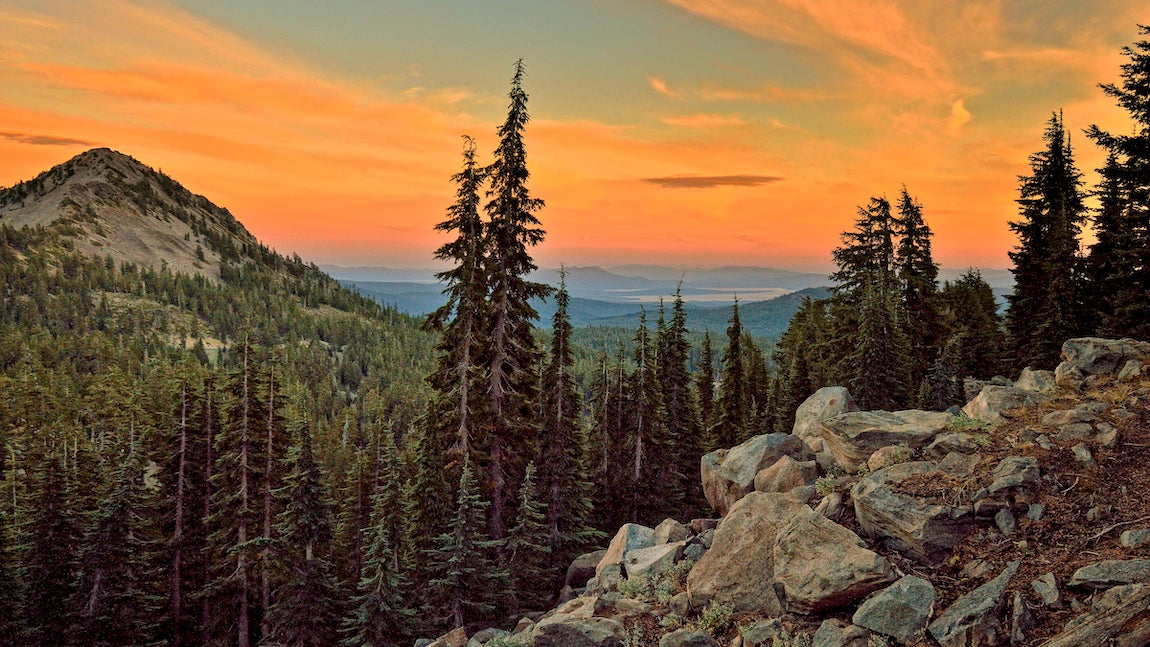 Lake Almanor and Backcountry at sunset, Lassen Natl. Park.
