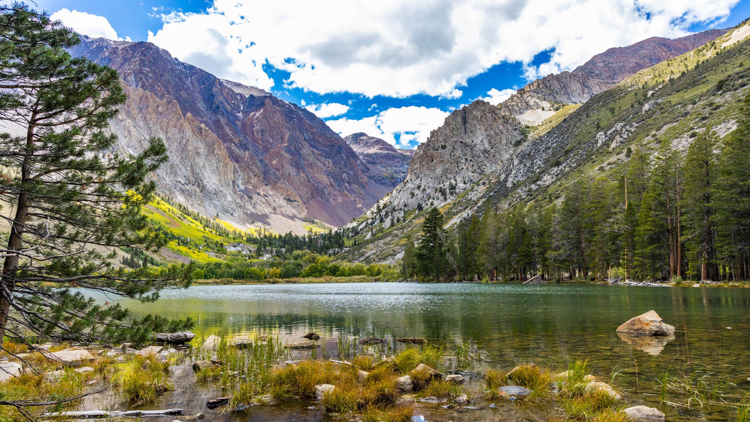 Parker Lake with surrounding mountains and trees